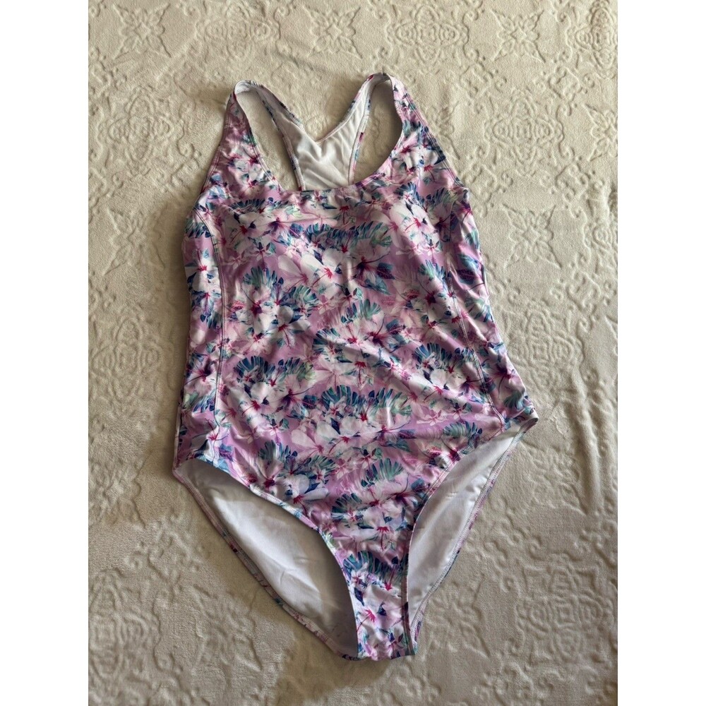 Nicole Miller Studio SZ 3X Piece Racer Back Swimsuit In Cabana Hibiscus Print